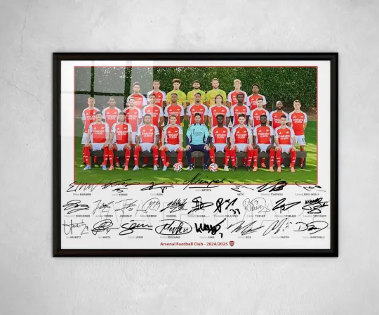 Discover Arsenal 2025 Signed Team Photo Poster Framed Vertical Premium Matte