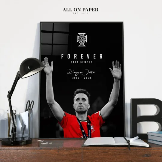 Discover Diogo Jota Tribute Liverpool Portugal 2025 Signed Framed Poster