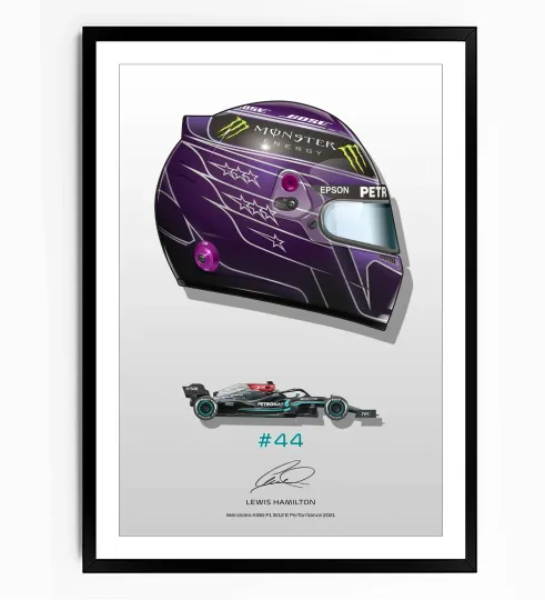 Discover LEWIS HAMILTON 2021 SIGNED PRINT POSTER FORMULA ONE F1 MERCEDES FRAMED GIFT IDEA