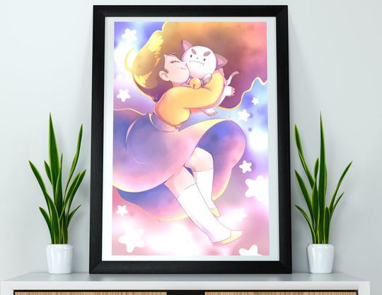 Discover Puppycat Bee cute pastel show print poster watercolor effect gift birthday christmas valentines