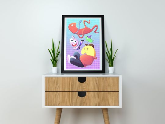 Discover Smiling Friends Cartoon Print: Glep, Alan, Pim, Charlie (11x17 inches)