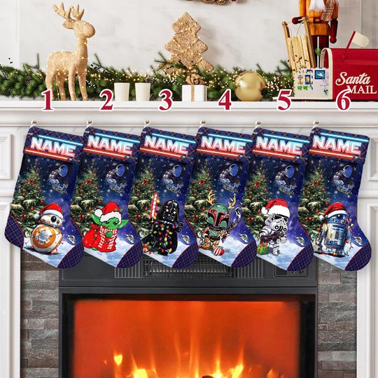 Discover Personalized Star Wars Christmas Stocking, Christmas Galaxy Edge Stocking, Marvel Family Christmas Gifts, Star Wars Christmas Socks