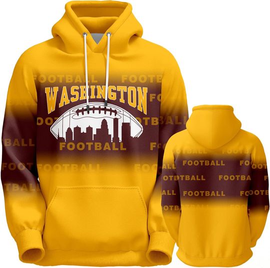 Discover Football Hoodie for Men Women Youth, City Gradient 3D Hooded Sweatshirt, Gift for Football Fans