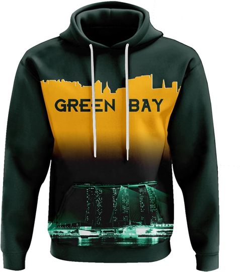 Discover 3D City Night View Skyline Football Hoodie Men Long Sleeve