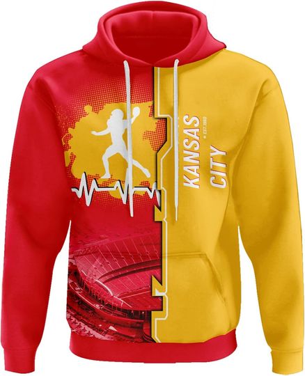 Discover Men's 3D City Football Hoodie Lightweight Pullover Sweatshirt for Fans and Game Day