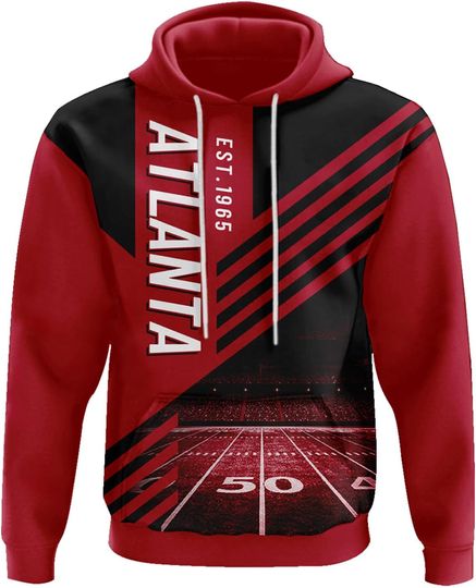 Discover Men's 3D Football Hoodie Long Sleeve Pullover Sweatshirt Game Day Team Fan Hoodie