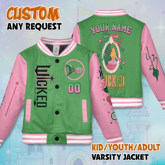 Custom Wicked Change For Good Varsity Jacket, Personalized Wicked Varsity Baseball Jacket, Wicked Varsity Kids Youth Adult Varsity Jacket