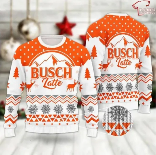 Busch Beer Busch Latte Ugly Christmas Sweater Busch Beer Sweater