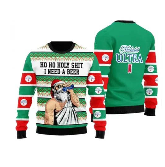 Discover Light Brew Santa Needs A Beer Funny Ugly Christmas Sweater Holiday Unisex