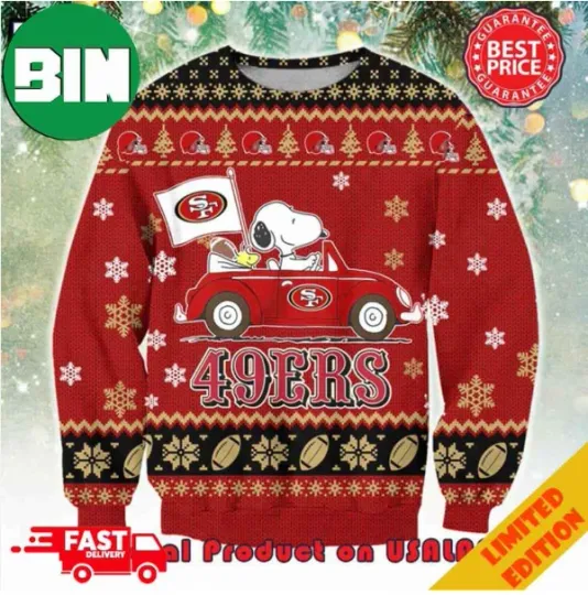 San Francisco Football x SN00PY Driving Car Ugly Christmas Sweater Unisex
