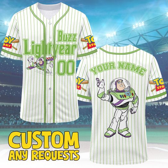 Discover Custom Disney Toy Story Buzz Lightyear Baseball Jersey Shirt, Custom Disney Baseball Jersey Outfits Cute Pixar Toy Story Gift For Fan