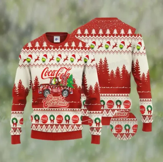 Discover Vintage Cola Truck funny character Holiday Ugly Christmas Sweater Pullover