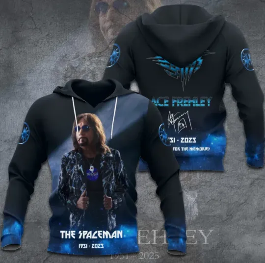 Discover Kiss B@nd X Ace Frehley 1951-2025 Thank You 3D Hoodie, Gift For Fans