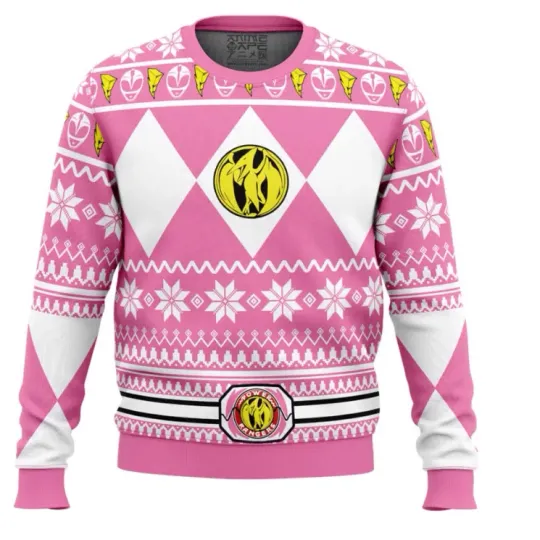Discover Pink Hero Ranger Ugly Christmas Sweater Funny Holiday Jumper
