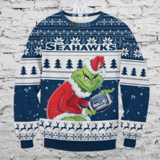 Discover Seattle Football Green Grump Ugly Christmas Sweater Holiday Pullover 2025