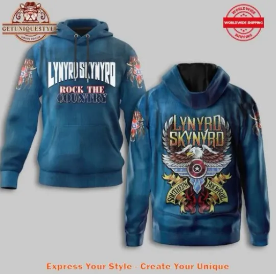 Lynyrd Skynyrd Rock The Country 3D Hoodie Unisex All Size, Gift For Fans