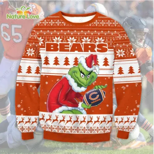 Discover Green Monster Stole Chicago Football Ugly Christmas Sweater Funny Holiday