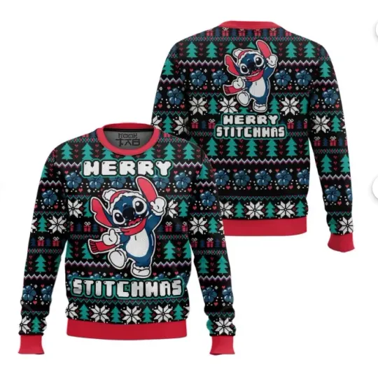 Discover Merry Stitchmas Santa Lilo & Stitch Christmas 3D All-Over Print Ugly Sweater
