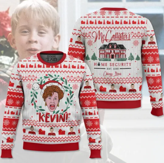 Kevin Home Alone Funny Christmas Ugly Sweater Holiday Movie Inspired