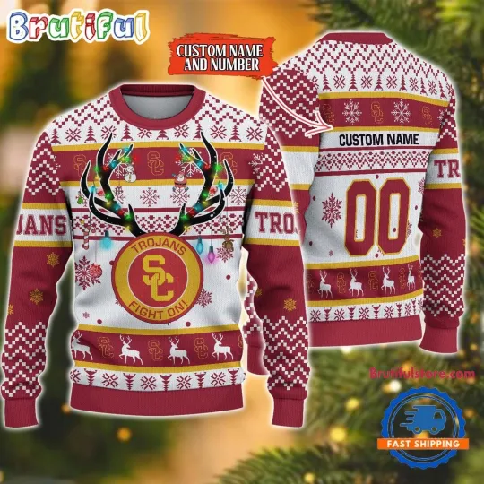 Discover Trojans  Reindeer Light Ugly Christmas Sweater