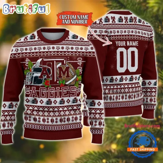 Discover Texas A&ampM Aggies Logo Team Football Custom Christmas Ugly Sweater