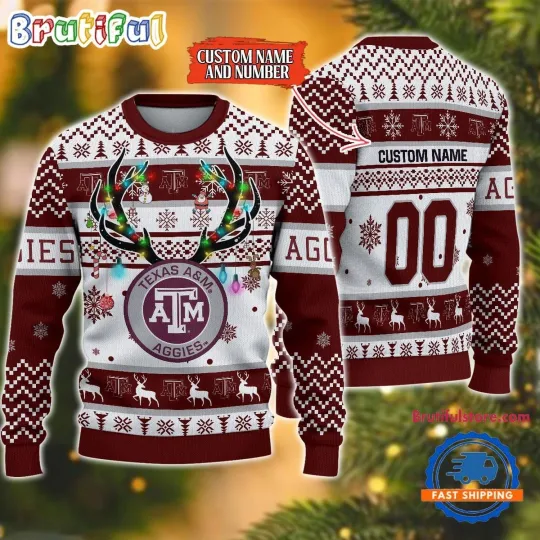 Discover Texas A&ampM Aggies  Reindeer Light Ugly Christmas Sweater