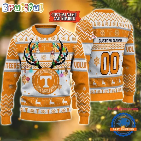 Discover Tennessee Volunteers Reindeer Light Ugly Christmas Sweater
