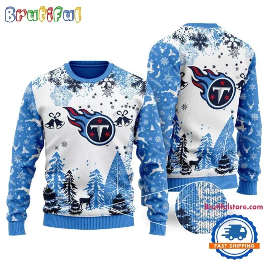 Discover Tennessee Titans Logo Football Team Xmas Tree Christmas Ugly Sweater