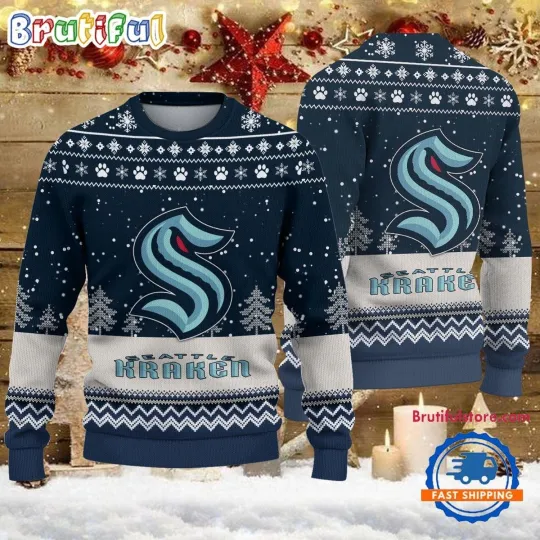 Discover Seattle Kraken Hockey Team Design New Ugly Christmas Sweater