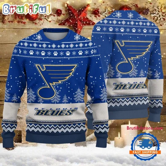 Discover St Louis Blues Hockey Team Design New Ugly Christmas Sweater
