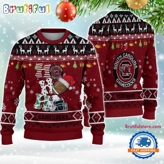 South Carolina Gamecocks Football HO HO HO Ugly Christmas Custom Sweater