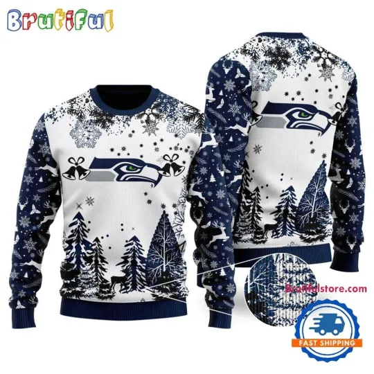 Discover Seattle Seahawks Logo Football Team Xmas Tree Christmas Ugly Sweater
