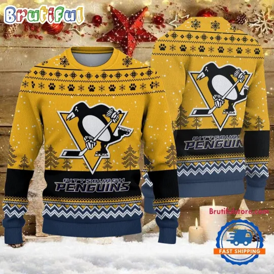 Pittsburgh Penguins Hockey Team Design New Ugly Christmas Sweater