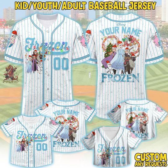 Discover Personalized Disney Christmas Simple Stripe Jersey Baseball, Custom Disney Winter Xmas Shirt, Custom Christmas Birthday Gift