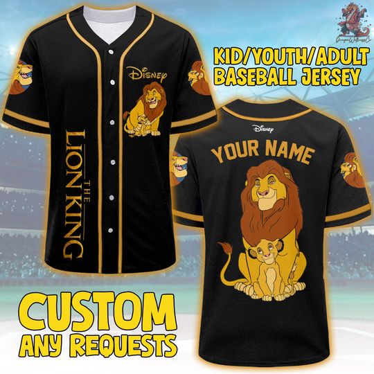 Discover Personalize Disney The Lion King Father And Son Jersey, Disney Characters Simba, Mufasa Custom Baseball Outfits, Gifts For Fans Disney Shirt