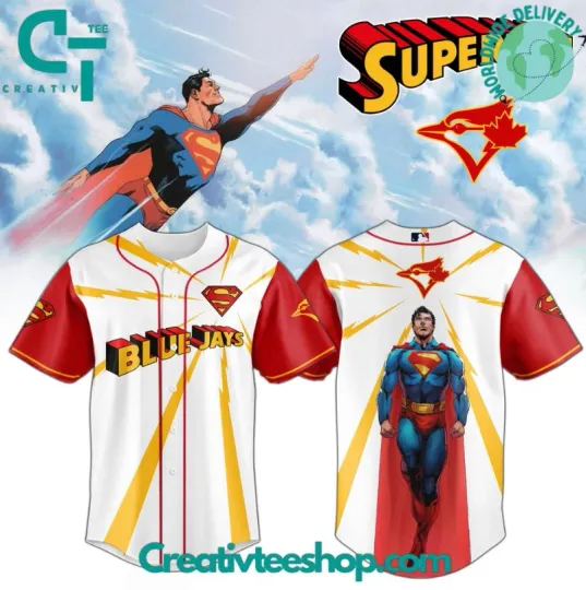 Yc Toronto Blue J*ay X Superman Man Of Steel Baseball Jersey