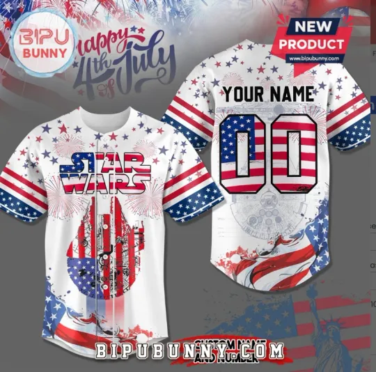 Discover Yc Custom Star Warrs Happy 4Th Of July Baseball Jersey