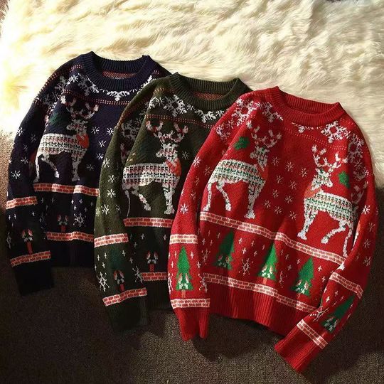 Discover Christmas Sweater Men Women Pullover Tops 2025 Spring Autumn Couple Hoodie Sweatshirt