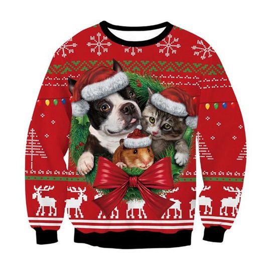 Discover Funny 3D Christmas Sweater, Green Ugly Xmas Jumper for Parties, Holiday Birthday Gift Idea, Novelty Sweatshirt 2025