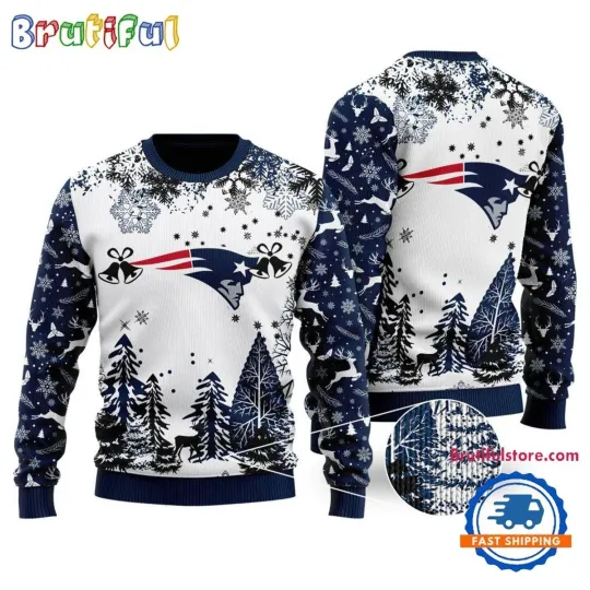 New England Patriots Logo Football Team Xmas Tree Christmas Ugly Sweater