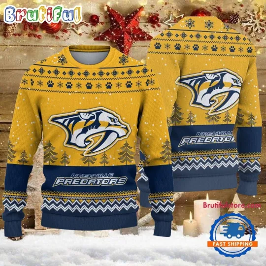 Discover Nashville Predators Hockey Team Design New Ugly Christmas Sweater