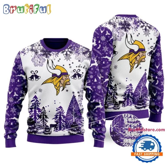 Minnesota Vikings Logo Football Team  Xmas Tree Christmas Ugly Sweater