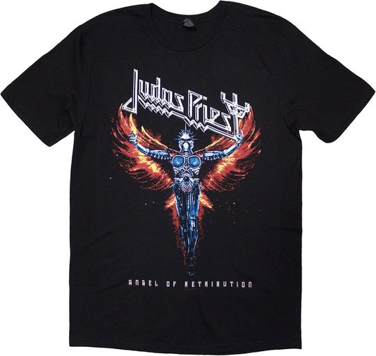 Discover Rock Off Judas Priest Angel of Retribution Tracklist T-Shirt Men’s Black
