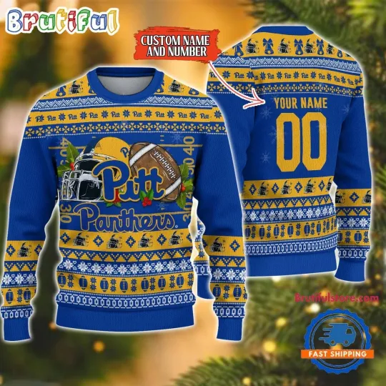 Discover Pittsburgh Panthers Logo Team Football Custom Christmas Ugly Sweater