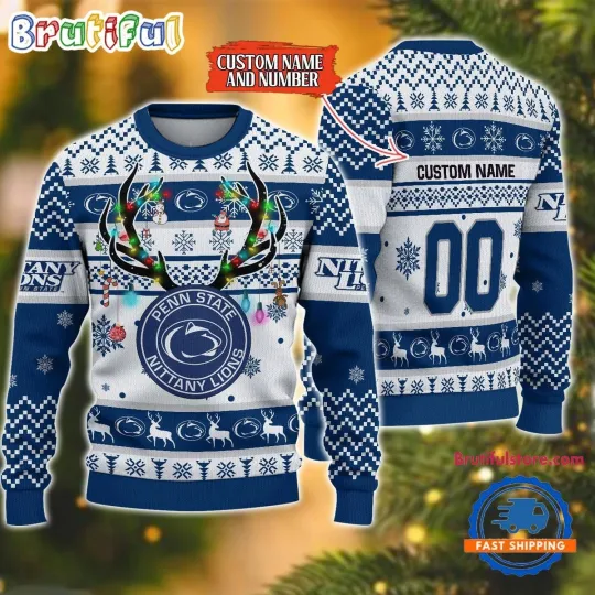 Discover Penn State Nittany Lions  Reindeer Light Ugly Christmas Sweater