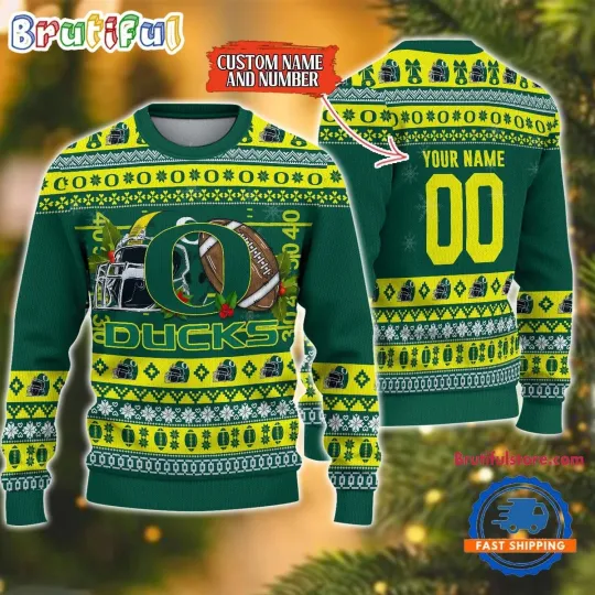 Discover Oreg ducks Logo Team Football Custom Christmas Ugly Sweater