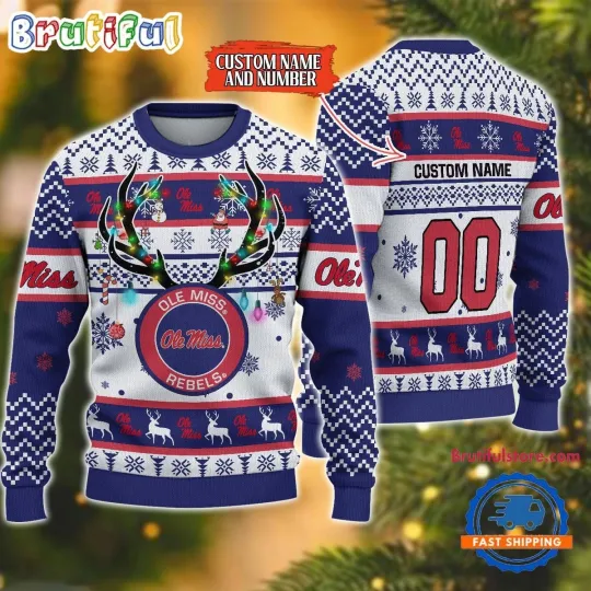 Discover Ole Miss Rebels Reindeer Light Ugly Christmas Sweater