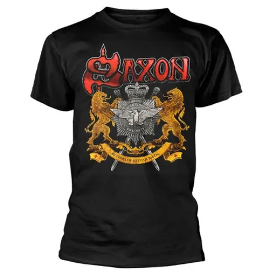 Discover Saxon 40 Years Of British Metal S M L XL XXL T-Shirt Official Band Tshirt