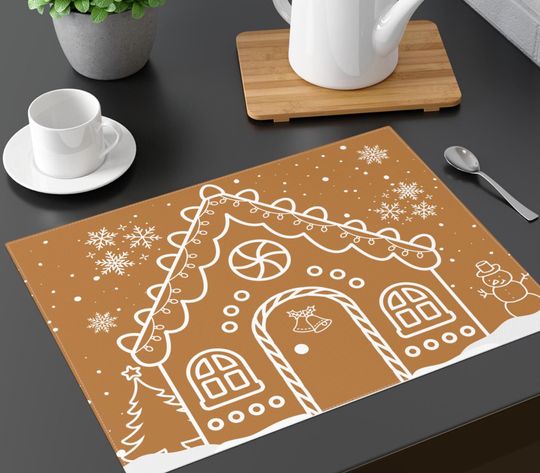 Christmas Gingerbread House Placemats | Holiday Decor