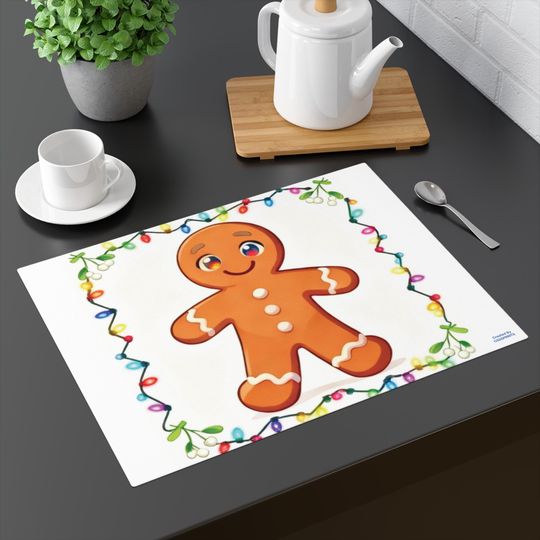 Gingerbread Character Christmas Placemat, Festive Table Decor